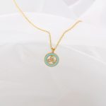Petite and Simple Enamel and Diamond Silver Pendant Necklace