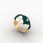 Contemporary Floral Enamel Signet Ring